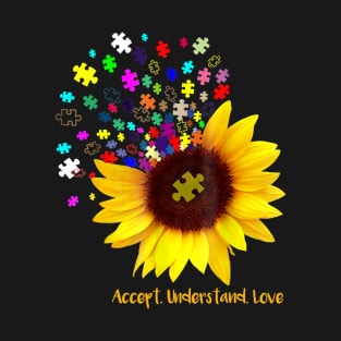 Sunflower Accept Understand Love Autism Awareness T-Shirt