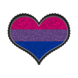 Elegant Bisexual Pride Decorative Heart in Pride Flag Colors T-Shirt