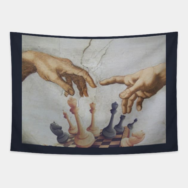 The Creation of Adam Chess | Chess Player Gift | Gambit | Chess Lover | Chess Art Tapestry by Journey Mills