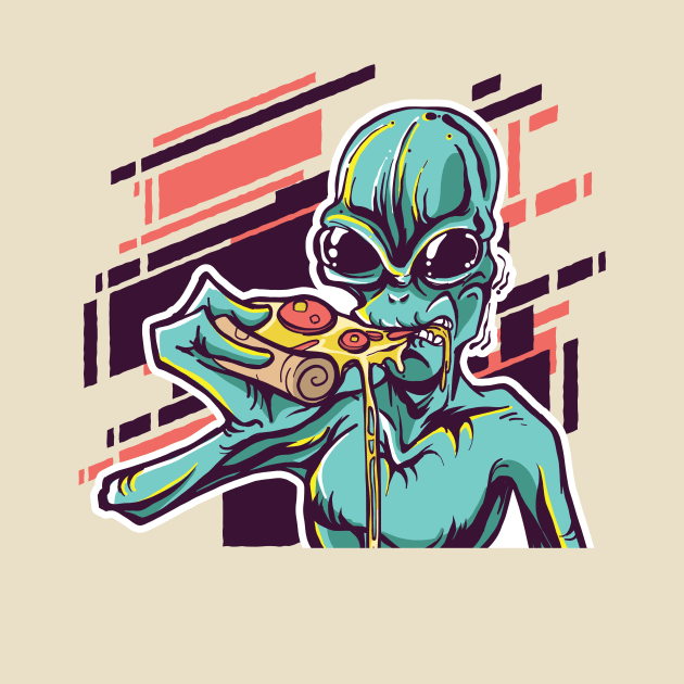 Alien Eating Pizza by SLAG_Creative