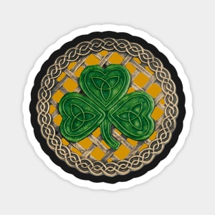 Celtic Knot Shamrock Gold Background Magnet