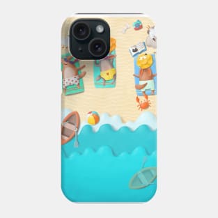 Cute dog friends on beach for their vacation. Phone Case