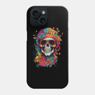 Hippy Skull Groovy Halloween Graphic Women Teens Girls Phone Case