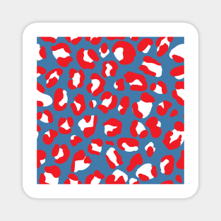 Red White and Blue Leopard Print Magnet