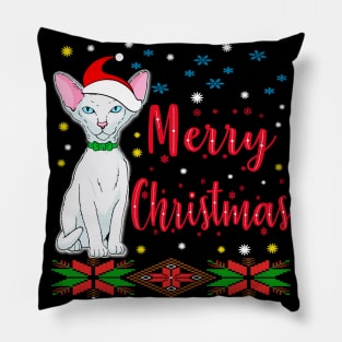 Merry Christmas. Hairless cat Desing. Holiday Gifts Pillow