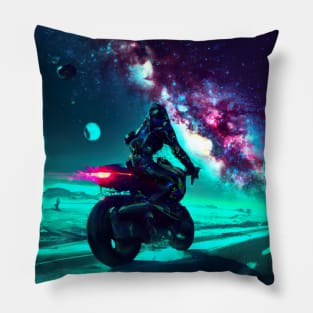 Space Rider: Journey Through Milky Way Pillow