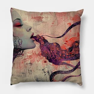 Asian Octopus Monster Woman Painting Pillow