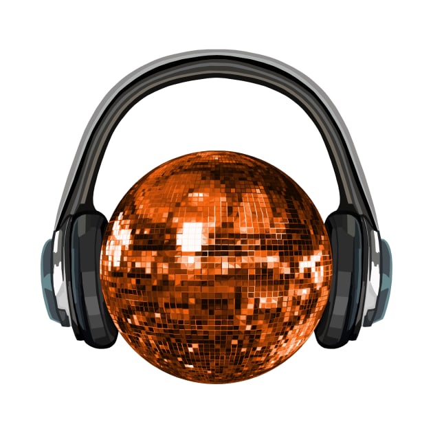 Groovy Orange Disco Ball with Headphones by Art by Deborah Camp