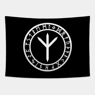 Rune I /// Rune Circle White Tapestry