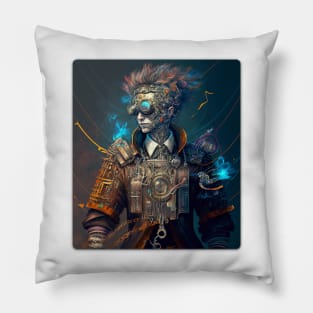 Steampunk Coder - V1 - A fusion of old and new technology Pillow