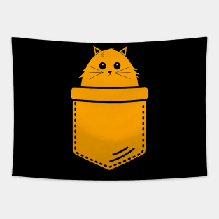 Cute Orange Pocket Cat In Pocket Tapestry