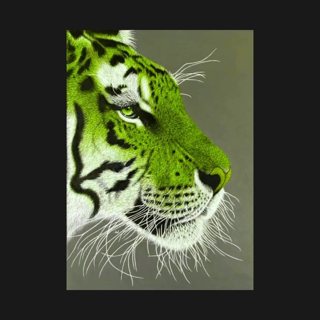 Lime green and white tiger by LukjanovArt