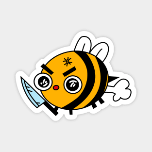 Angry bee, with knife! Magnet