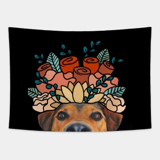 Peeking Cute Dog Photo Collage Tapestry