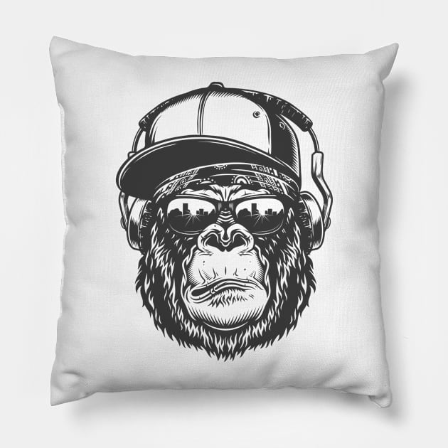 Brooklin Cool Gorilla Pillow by ShirtDigger