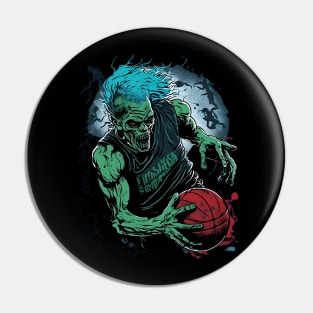 Green Zombie Basketball Pin