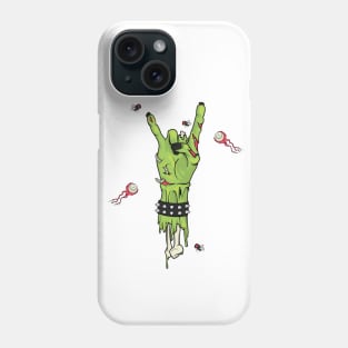 Rocks Zombie Peace Sign with Eyes and Flies Phone Case