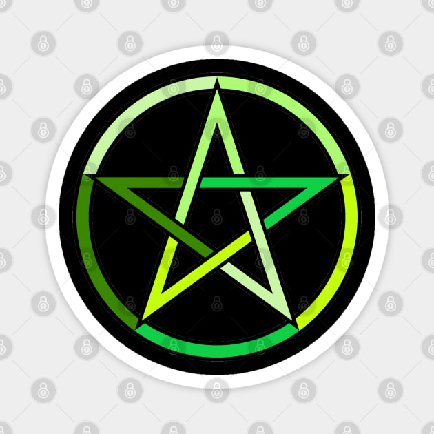 Green Pentagram Pentacle Magnet by Wicca Fairy