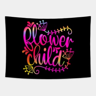 Boho Hippie Flower Child: Hot Pink Holographic Rainbow Quote Tapestry