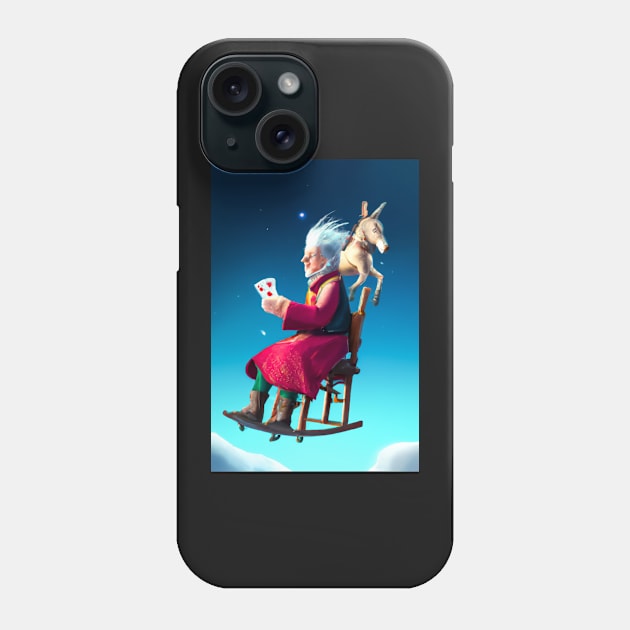 Old Woman Playing Cards on Her Way to Heaven Phone Case by JohnCorney