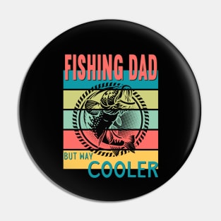 Fishing Dad But Way Cooler Retro Vintage Sunset Pin