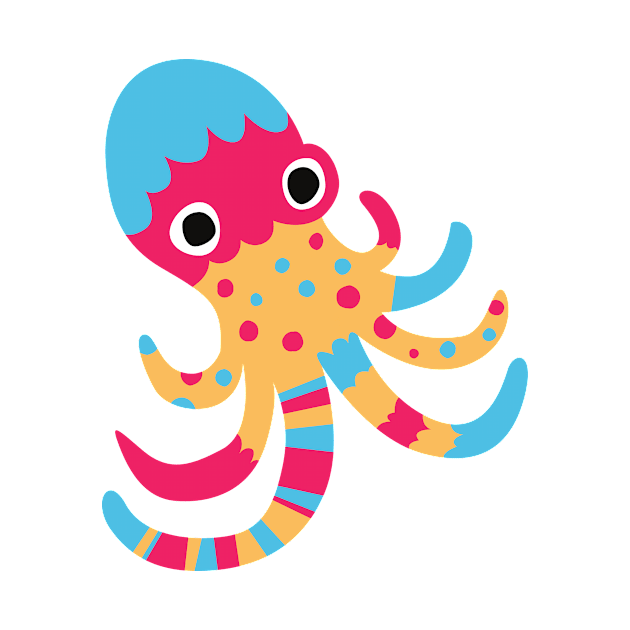 Cute Octopus Cartoon Multicolor by FunnyMoonCosmic