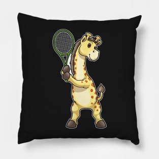 Giraffe at Tennis with Tennis racket Pillow