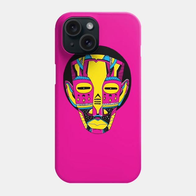 CMYK African Mask No 3 Phone Case by kenallouis