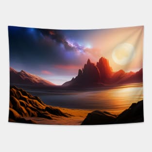 Hyperreal Sunrise Starscape Tapestry