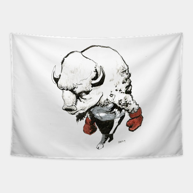 Buffalo Boxer Tapestry by CoolCharacters