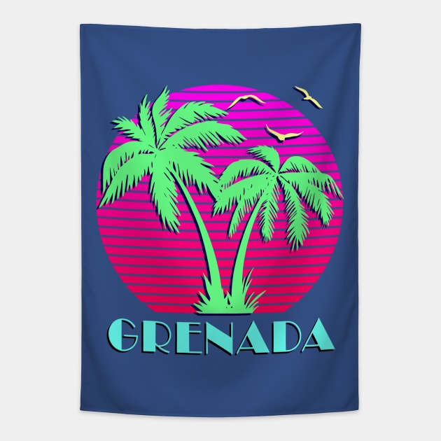 Grenada Palm Trees Sunset Tapestry by Nerd_art