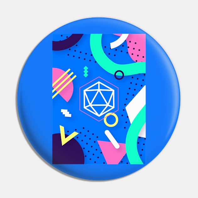 Polyhedral Dice Set Memphis Design Neon Blue Tabletop RPG Pin by dungeonarmory