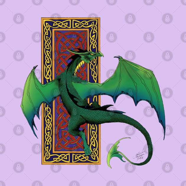 Celtic Knot Work Green Dragon by tigressdragon