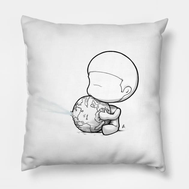 Earth Still Hurting Pillow by disenelo