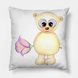 Teddy bear and flower Pillow