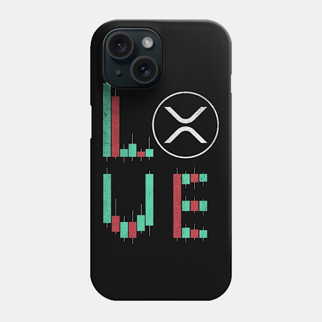 Vintage LOVE Stock Chart Ripple XRP Coin Valentine Crypto Token Cryptocurrency Blockchain Wallet Birthday Gift For Men Women Kids Phone Case by Thingking About