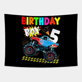 5th Birthday Boy Blaze 5 Year Old Monster Truck Bday Party Tapestry