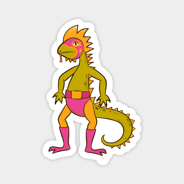 Fun & Colorful Iguana Luchador Wrestler Sketch Drawing Magnet by SLAG_Creative