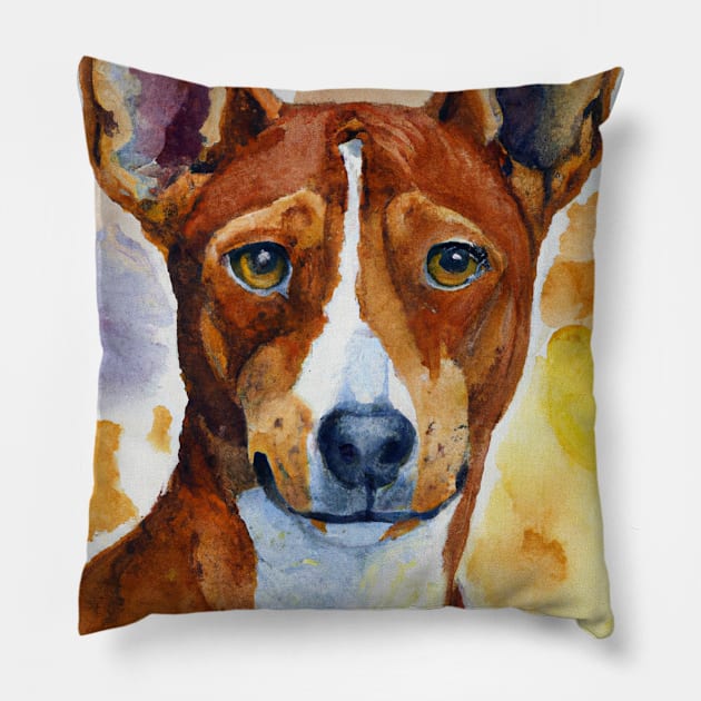 Basenji Watercolor - Dog Lovers Pillow by Edd Paint Something