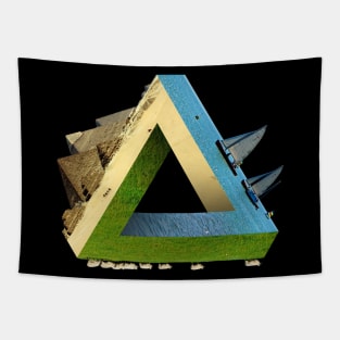 Impossible earth (penrose triangle) Tapestry