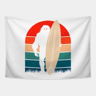 Bigfoot Surfing Retro Summer Tapestry