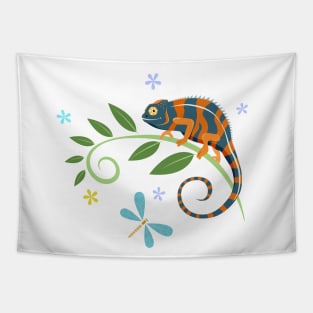 Colorful chameleon Tapestry