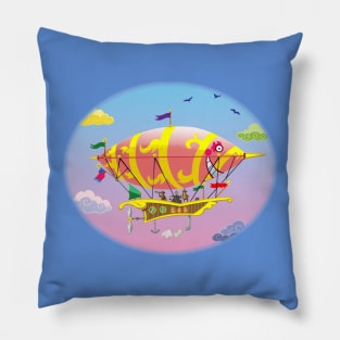 Steampunk Dirigible Dreamship Tee Pillow