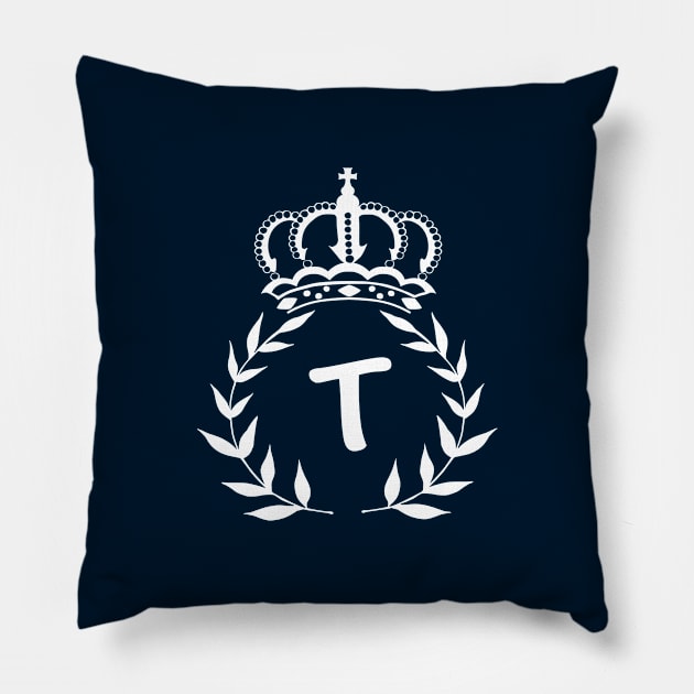 Monogram Crowned Initial WallArt Letter T Pillow by GupShup