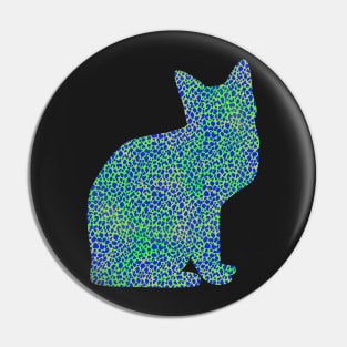 Sitting Cat in Blue Lime Leopard Print Pin