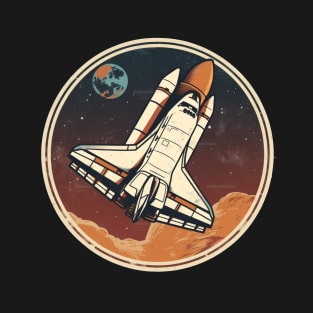 Distressed Vintage Illustration of a Space Rocketship T-Shirt