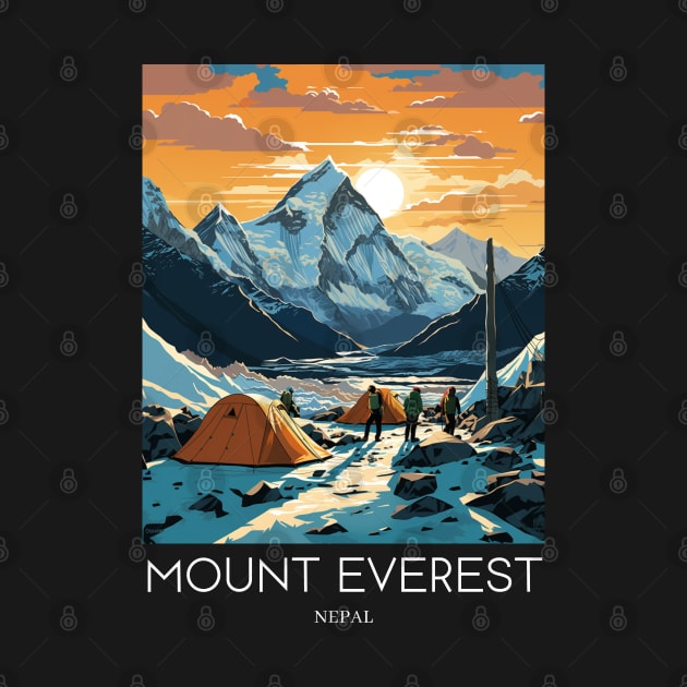 A Pop Art Travel Print of Mount Everest - Nepal by Studio Red Koala