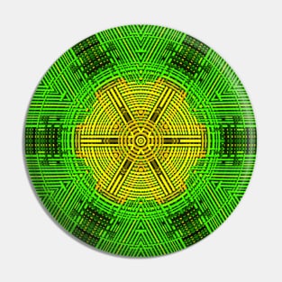 Weave Mandala Yellow and Green Pin