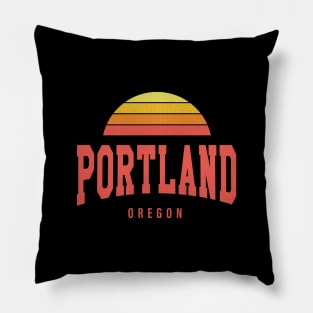 Portland, Oregon - OR Retro Sunrise/Sunset Pillow