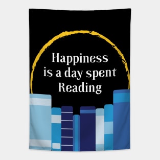 Happiness is a Day Spent Reading | Blue | Black Tapestry